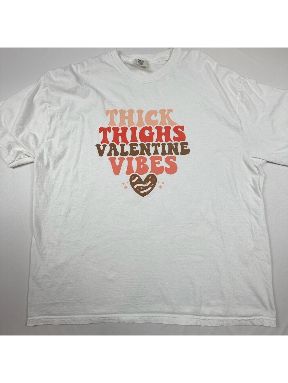 Comfort Colors White Graphic T-Shirt Thick Thighs Valentine Vibes 3XL
